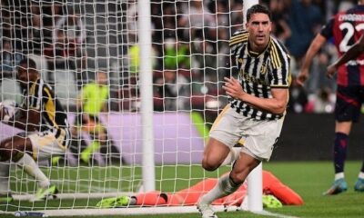 Dusan Vlahovic ketika berhasil mencetak gol penyeimbang ketika Juventus menjamu Bologna pada Minggu, 27 Agustus 2023