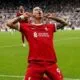 Darwin Nunez ketika melakukan selebrasi setelah mencetak gol kala Liverpool bertemu Newcastle United pada Minggu, 27 Agustus 2023