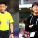 Wasit Hiroki Kasahara dan Pelatih TImnas Indonesia Shin Tae Yong